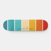 Kleurrijke Retro Stripes Naam Persoonlijk Skateboard (Horizontaal)