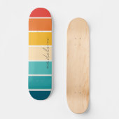 Kleurrijke Retro Stripes Naam Persoonlijk Skateboard (Voorkant)