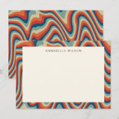 Kleurrijke Retro Stripes Rand Gepersonaliseerde Na Notitiekaartje (Voorkant / Achterkant)