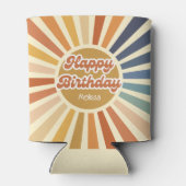 Kleurrijke Retro Sun Groovy Wave Gelukkige Verjaar Blikjeskoeler (Achterkant)