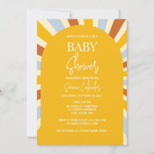 Kleurrijke Retro Sunshine Baby shower Invitation