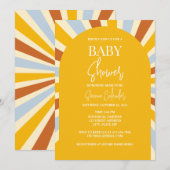 Kleurrijke Retro Sunshine Baby shower Invitation Kaart (Voorkant / Achterkant)