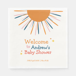 Kleurrijke Retro Sunshine Baby shower Welkom Servet
