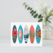 Kleurrijke Retro Surfboards Feestdagenkaart (Staand voorkant)
