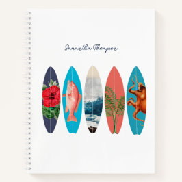 Kleurrijke Retro Surfboards Patroon Aangepaste naa Notitieboek