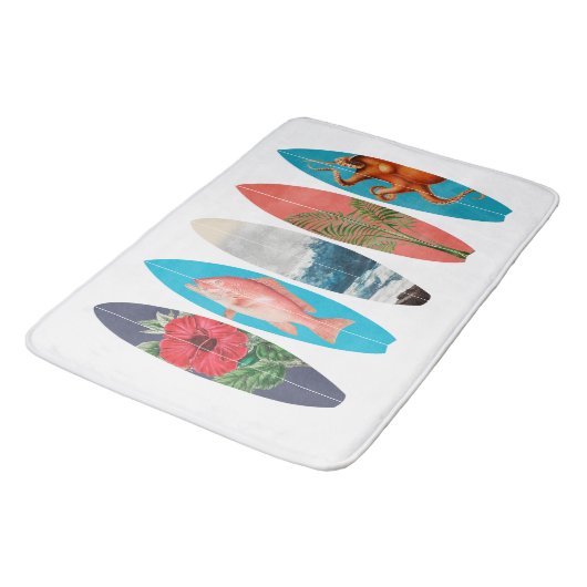 Kleurrijke Retro Surfboards Patroon Badmat (Gekanteld)