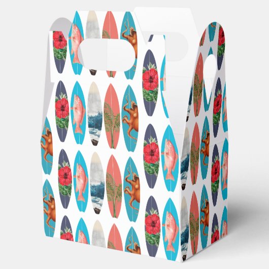 Kleurrijke Retro Surfboards Patroon Bedankdoosjes (Geopend)