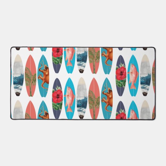 Kleurrijke Retro Surfboards Patroon Bureaumat (Voorkant)