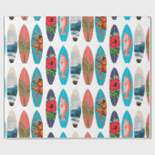 Kleurrijke Retro Surfboards Patroon Cadeaupapier (Vlak)
