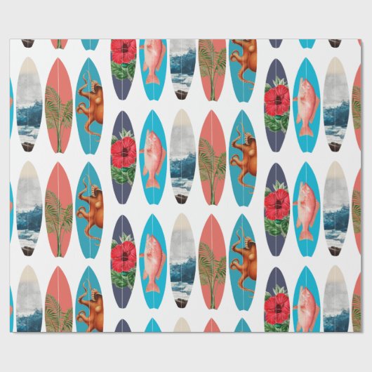 Kleurrijke Retro Surfboards Patroon Cadeaupapier (Vlak)