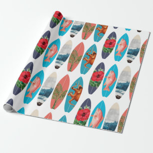 Kleurrijke Retro Surfboards Patroon Cadeaupapier