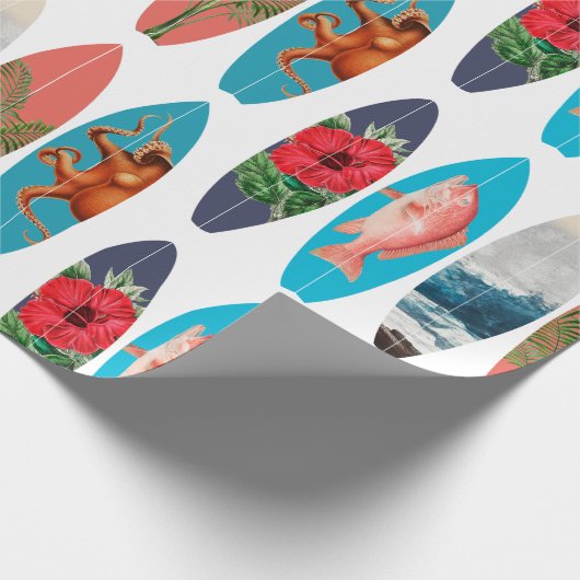 Kleurrijke Retro Surfboards Patroon Cadeaupapier (Hoek)