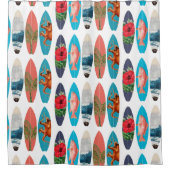 Kleurrijke Retro Surfboards Patroon Douchegordijn (Voorkant)