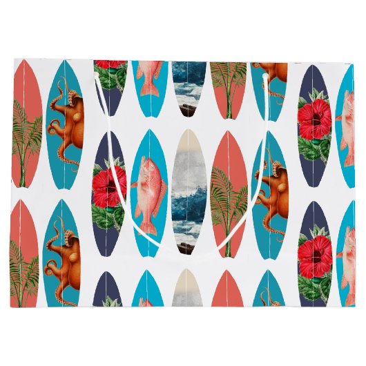 Kleurrijke Retro Surfboards Patroon Groot Cadeauzakje (Achterkant)