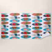 Kleurrijke Retro Surfboards Patroon Strandlaken (Voorkant)