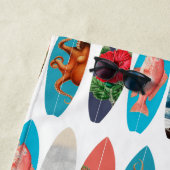 Kleurrijke Retro Surfboards Patroon Strandlaken (In situ)