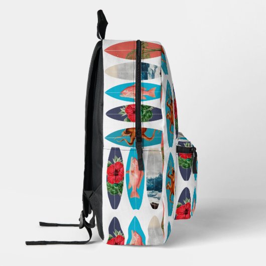 Kleurrijke Retro Surfboards Patroon Terug naar Sch Bedrukte Rugzak (Links)