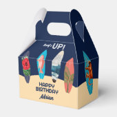 Kleurrijke retro surfplanken surft omhoog verjaard bedankdoosjes (Voorkant Zijde)