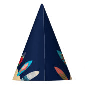 Kleurrijke retro surfplanken surft omhoog verjaard feesthoedjes (Achterkant)