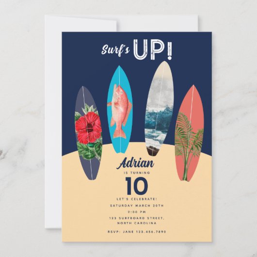 Kleurrijke retro surfplanken surft omhoog verjaard kaart (Voorkant)