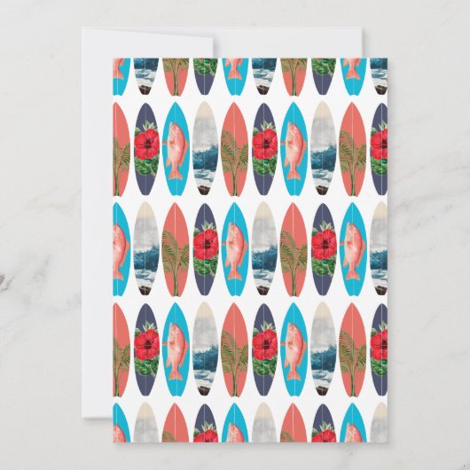 Kleurrijke retro surfplanken surft omhoog verjaard kaart (Achterkant)
