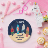 Kleurrijke retro surfplanken surft omhoog verjaard papieren bordje (Feest)