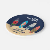 Kleurrijke retro surfplanken surft omhoog verjaard papieren bordje (Gekanteld)