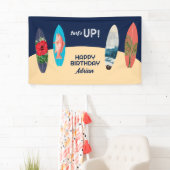 Kleurrijke retro surfplanken surft omhoog verjaard spandoek (Insitu)