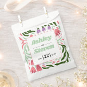 Kleurrijke retro takken, folklore bloemen bruiloft bedankzakje (Geknipt)