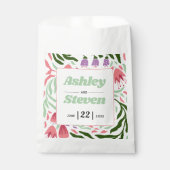 Kleurrijke retro takken, folklore bloemen bruiloft bedankzakje (Voorkant)