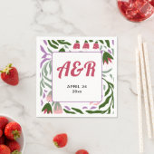 Kleurrijke retro takken met bloemen bruiloft servet (Insitu)