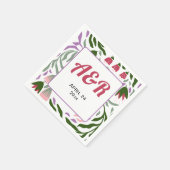 Kleurrijke retro takken met bloemen bruiloft servet (Hoek)