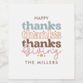 Kleurrijke Retro Thanksgiving Typografie Wijn Etiket (Enkel label)