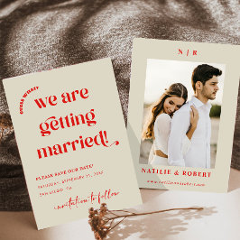 Kleurrijke retro thema bewaart de datum kaart