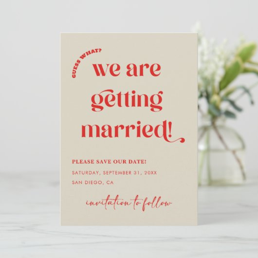 Kleurrijke retro thema bewaart de datum kaart (Staand voorkant)