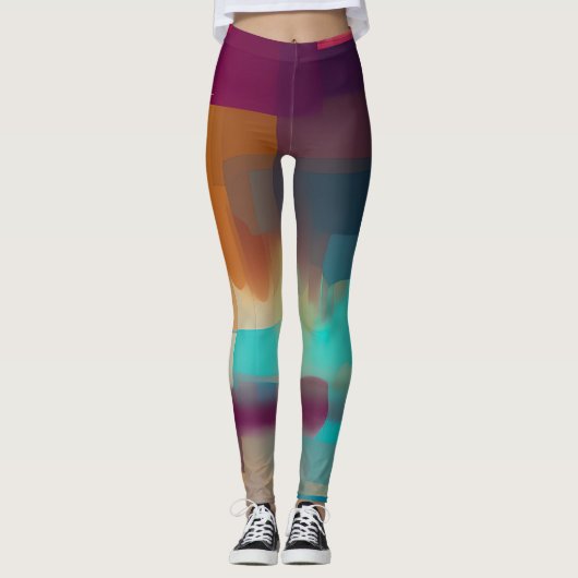 Kleurrijke retro toonmix  leggings (Voorkant)
