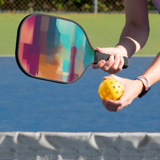 Kleurrijke retro toonmix pickleball paddle (Insitu)