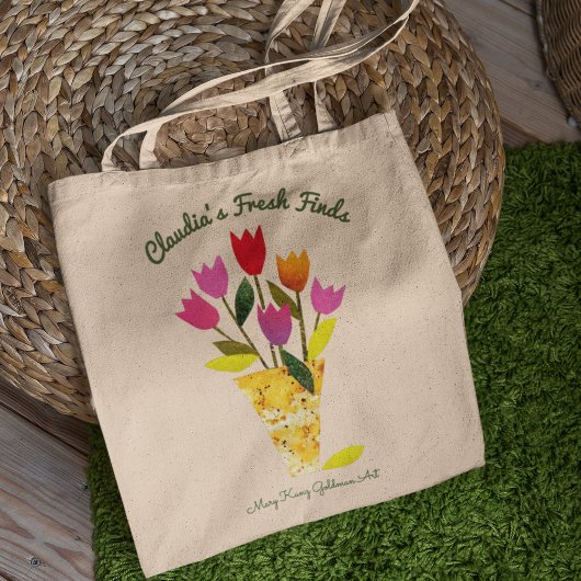 Kleurrijke Retro Tulpen Gepersonaliseerd Gezond Et Tote Bag