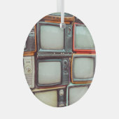 Kleurrijke retro tv-stapel, . glas ornament (Voorkant Rechts)