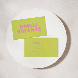 Kleurrijke Retro Typografie Chartreuse Roze Visitekaartje
