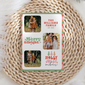 Kleurrijke Retro Typografie Chique Familie Kerstmi Feestdagenkaart