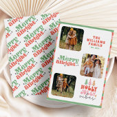 Kleurrijke Retro Typografie Chique Familie Kerstmi Feestdagenkaart