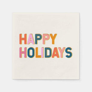 Kleurrijke Retro Typografie Gelukkig Kerstfeest De Servet