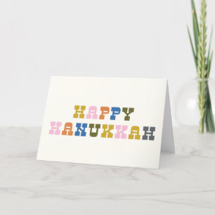 Kleurrijke Retro Typografie Hanukkah Feestdagen Kaart