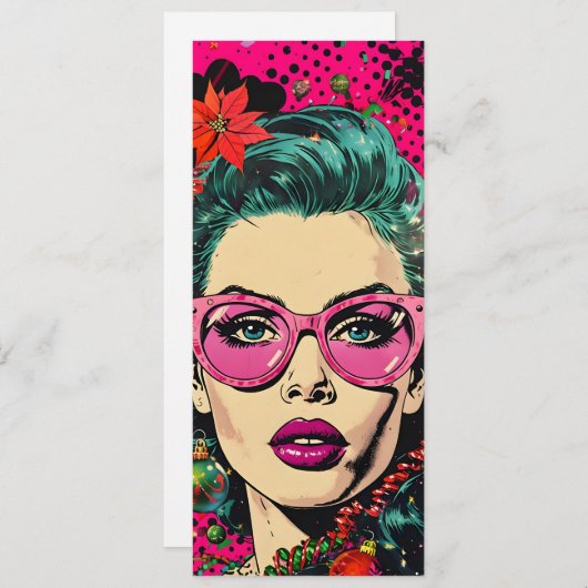 Kleurrijke Retro Unieke Stripboek Pop Art Christma Feestdagenkaart (Voorkant / Achterkant)