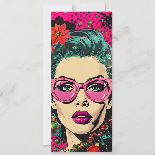 Kleurrijke Retro Unieke Stripboek Pop Art Christma Feestdagenkaart (Voorkant)