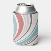 Kleurrijke retro vibes in roze, blauw en grijs blikjeskoeler (Blikje Achterkant)