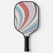 Kleurrijke retro vibes in roze, blauw en grijs pickleball paddle (Voorkant)