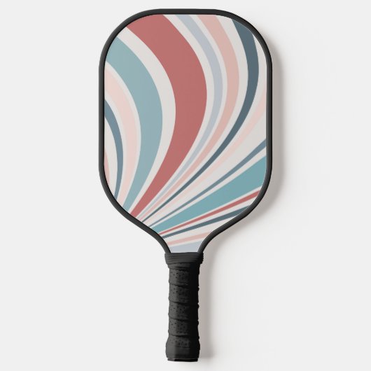 Kleurrijke retro vibes in roze, blauw en grijs pickleball paddle (Achterkant)