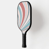 Kleurrijke retro vibes in roze, blauw en grijs pickleball paddle (Links)